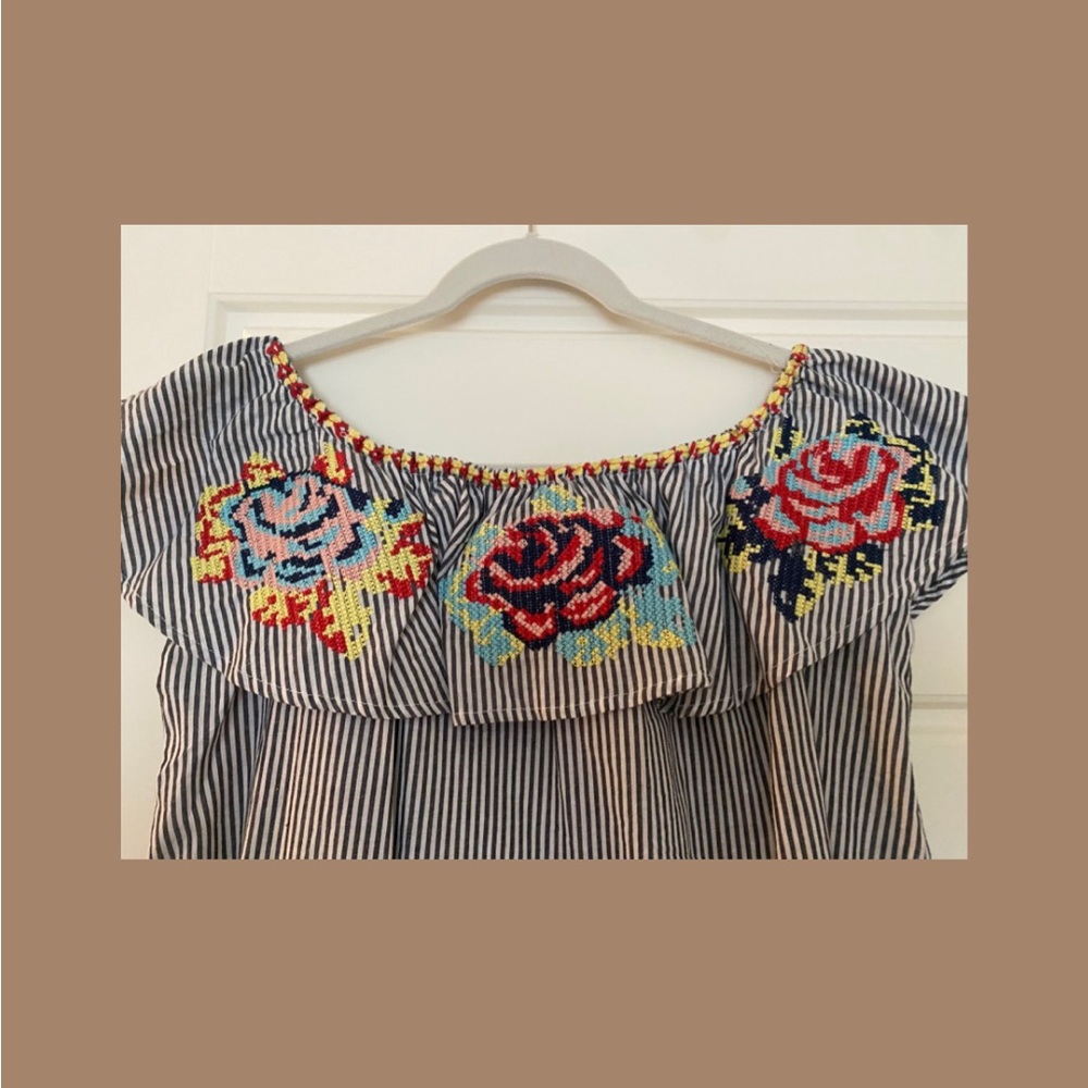 Embroidered Off the Shoulder Dress